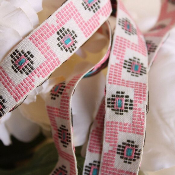 Other - Vintage Jacquard Ribbon Trim,  One Yard 24 Inch Piece .75 Inch Wide